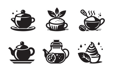 Tea icon set. Tea cup, teapot, teacup, cup of tea. Vector illustration