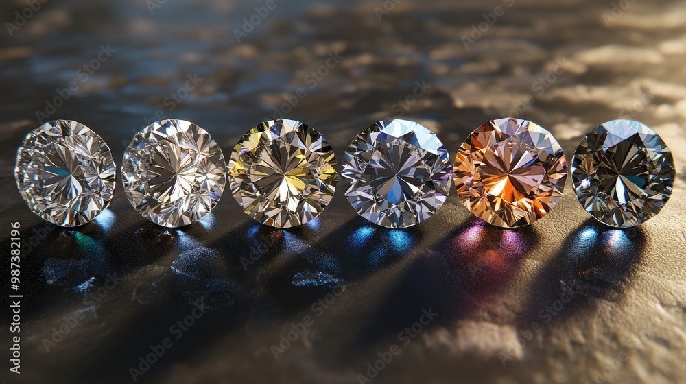 Fototapete a detailed comparison of different diamond clarities, showing the difference between flawless and sl