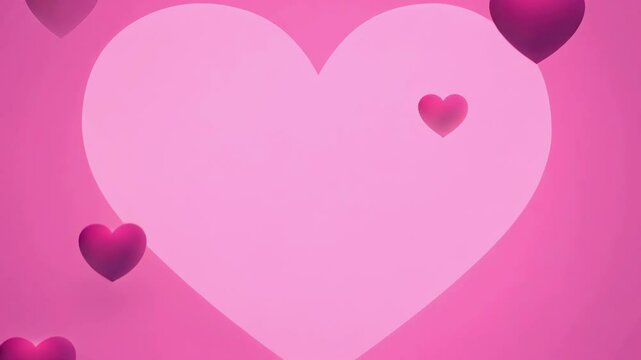 Pink and Purple Hearts on a Vibrant Pink Background. Concept of romance, love, Valentine's Day, passion, romantic atmosphere, greeting card, invitation, confession of love. Copy space