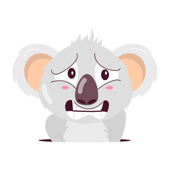 Comic style sticker of scared koala

