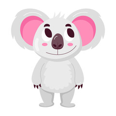 A flat style sticker of cute koala standing 

