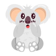 Surprised koala sticker designed in flat style 

