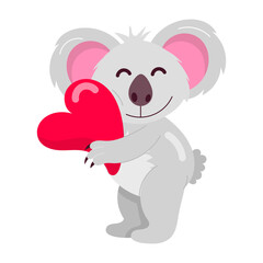 Cartoon style sticker of koala love 

