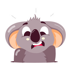 Cartoon style sticker of worried koala bear 

