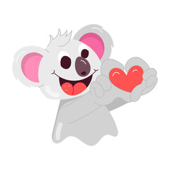 Comic style sticker of koala making heart gesture 

