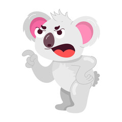 Comic style sticker of mad koala 

