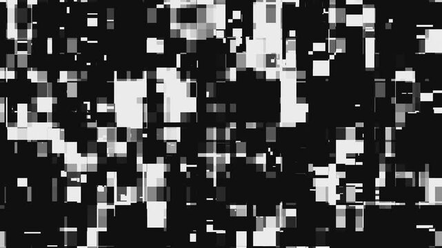 Animated small squares. Mosaic glitch effect. Glitch map for video. 