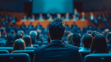 Front row of seated audience members watching the event