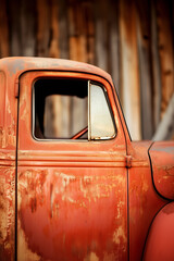 An old rusty truck with a window open