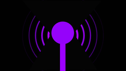 Wifi Wireless purple Internet Network animation Net Web Connection Icon  Oi-Fi with black background.