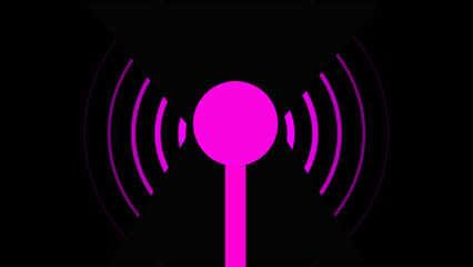 Wifi Wireless pink Internet Network animation Net Web Connection Icon  Oi-Fi with black background.