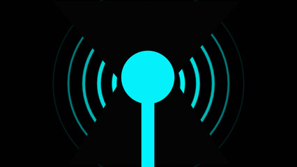 Wifi Wireless  Internet Network animation Net Web Connection Icon  Oi-Fi with black background.