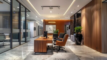 A stylish and trendy accounting firm office with a focus on efficiency