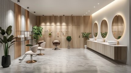 A modern and eco-friendly beauty salon with skilled stylists and happy customers