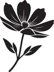 Single Flower Silhouette Vector with White Background.