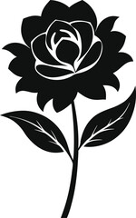 Fototapeta premium Single Flower Silhouette Vector with White Background.