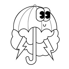 Doodle cute character illustration umbrella sticker outline