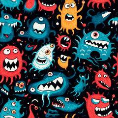 Fototapeta premium seamless pattern with monsters