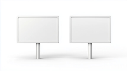 Obraz premium Realistic empty signs with handles centered isolated on a white background with copy space 