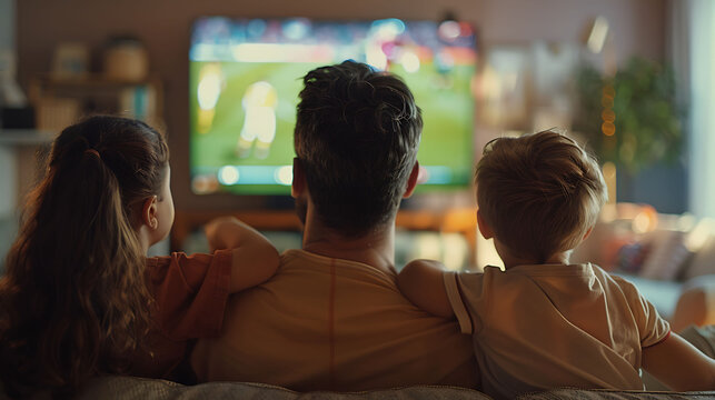 Pair watching soccer game on television screen - Powered by Adobe