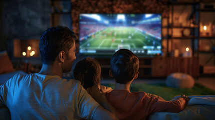 Two viewers enjoying soccer game on television
