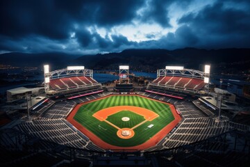 A stunning view of a baseball stadium during the afternoon