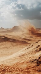 Fototapeta premium Windstorm Blowing Sand Across Desert Landscape