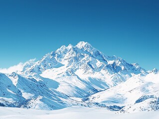 Obraz premium Majestic Snow-Capped Mountains Under Clear Blue Sky