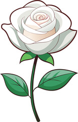 Single Flower Silhouette Vector with White Background.