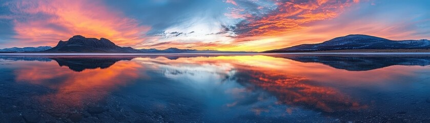 Serene Lake at Sunset with Vibrant Reflections