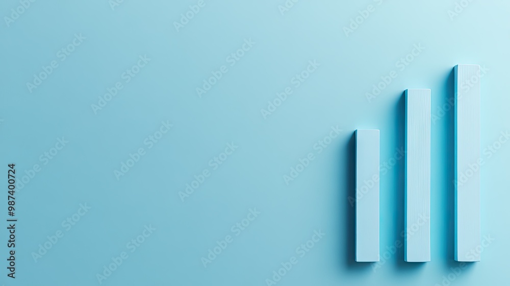 Poster flat lay of a bar graph with empty space at the top and side, ideal for adding text, graphs, or prom