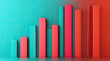 Flat lay of a bar graph with several data bars and an empty space above for text or additional graphics.