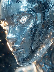 Close-up of AI Components Merging in Futuristic Design