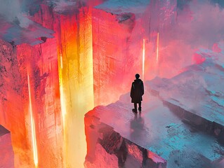 Minimalist Sci-Fi Landscape with AI Elements