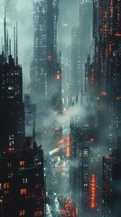 Futuristic Cyberpunk Cityscape with Neon Lights