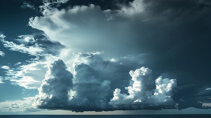Obraz premium Dramatic Landscape with Dark Ominous Storm Clouds Rolling In and Filling the Horizon Suggesting an Imminent Thunderstorm or Turbulent Weather Conditions