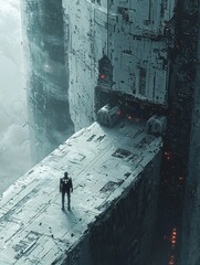 Minimalist Sci-Fi AI Landscape with Futuristic Architecture