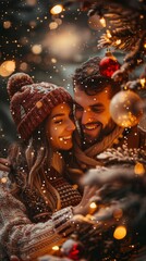 Minimalist Background Highlighting the Affectionate Moments of a Young Couple
