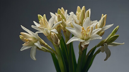 Fototapeta premium Tuberose on gray background