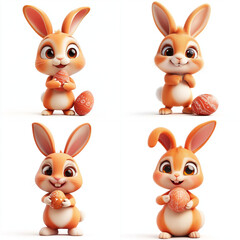 Fototapeta premium 3D Cartoon Cute Funny Easter Bunny Isolated on White Background