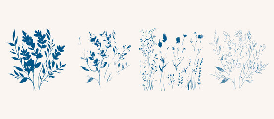 Obraz premium Wildflowers floral vector art, Abstract botanical illustration