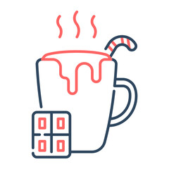 Hot chocolate icon. hot chocolate, chocolate, drink, hot drink, beverage, cup, mug, winter, sweet, dessert. Vector icon illustration