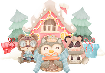 christmas day watercolour element