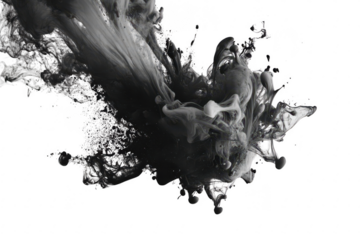 Abstract Black Ink in Water on Isolated Transparent Background for Creative Design and Art Projects