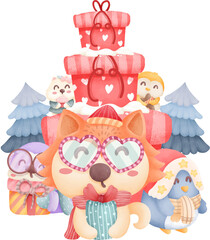 christmas day watercolour element