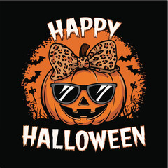 HAPPY Halloween a t-shirt with a cute cartoon pumpkin