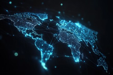 digital world map social network connect 