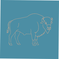 A detailed vector illustration of the Canadian Giant Bison, showcasing its massive stature and distinctive features, perfect for wildlife art, nature-themed designs, and educational projects.