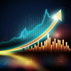 Business financial graph with arrow and stock market data, financial concept