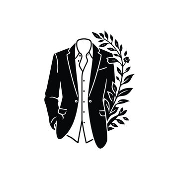 black suit jacket with floral design clip art preview